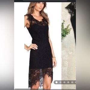 $148 Free People Intimately black peekaboo lace illusion neck dress  S M L